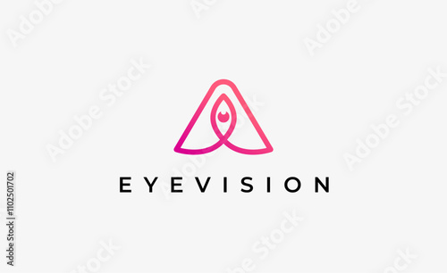 Logo Letter A and Eye Vision. Digital, visual with modern and minimalist concept. Editable file.