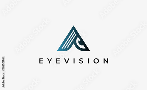 Logo Letter A and Eye Vision. Digital, visual with modern and minimalist concept. Editable file.