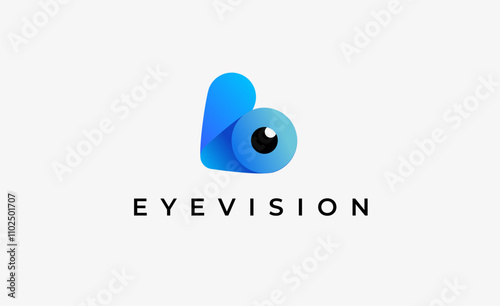 Logo Letter B and Eye Vision. Digital, visual with modern and minimalist concept. Editable file.