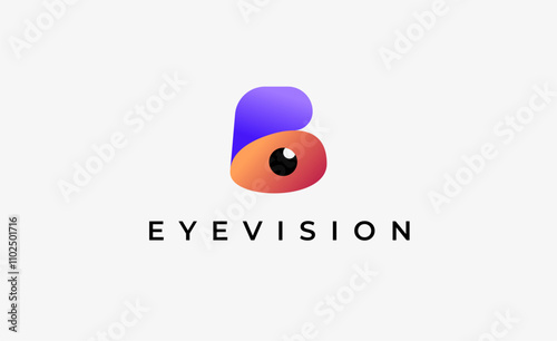 Logo Letter B and Eye Vision. Digital, visual with modern and minimalist concept. Editable file.