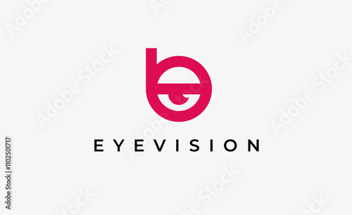 Logo Letter B and Eye Vision. Digital, visual with modern and minimalist concept. Editable file.