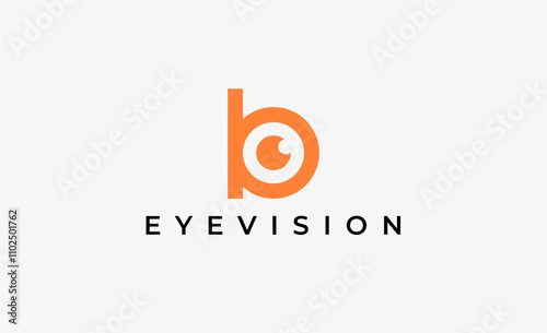 Logo Letter B and Eye Vision. Digital, visual with modern and minimalist concept. Editable file.