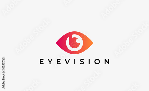 Logo Letter B and Eye Vision. Digital, visual with modern and minimalist concept. Editable file.