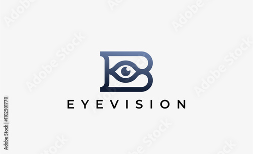 Logo Letter B and Eye Vision. Digital, visual with modern and minimalist concept. Editable file.