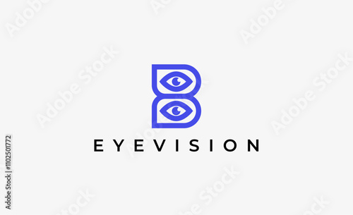 Logo Letter B and Eye Vision. Digital, visual with modern and minimalist concept. Editable file.