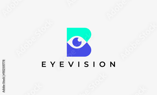 Logo Letter B and Eye Vision. Digital, visual with modern and minimalist concept. Editable file.