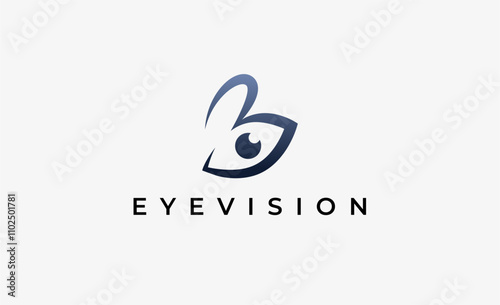 Logo Letter B and Eye Vision. Digital, visual with modern and minimalist concept. Editable file.