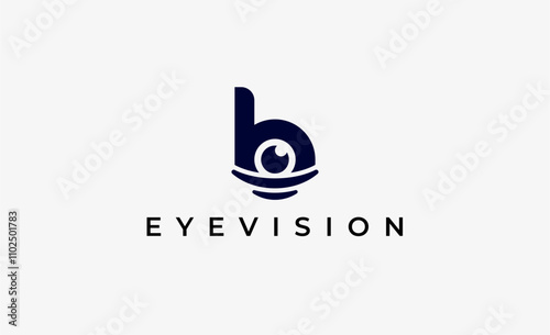 Logo Letter B and Eye Vision. Digital, visual with modern and minimalist concept. Editable file.