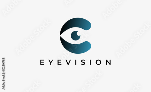 Logo Letter C and Eye Vision. Digital, visual with modern and minimalist concept. Editable file.