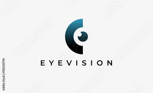 Logo Letter C and Eye Vision. Digital, visual with modern and minimalist concept. Editable file.