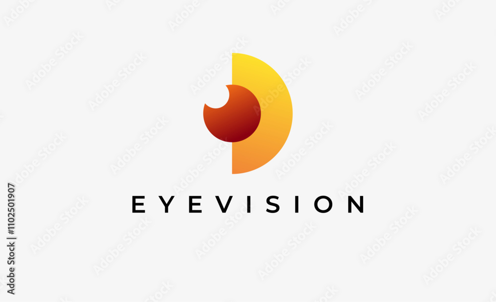 Logo Letter D and Eye Vision. Digital, visual with modern and minimalist concept. Editable file.