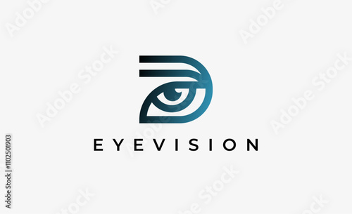 Logo Letter D and Eye Vision. Digital, visual with modern and minimalist concept. Editable file.