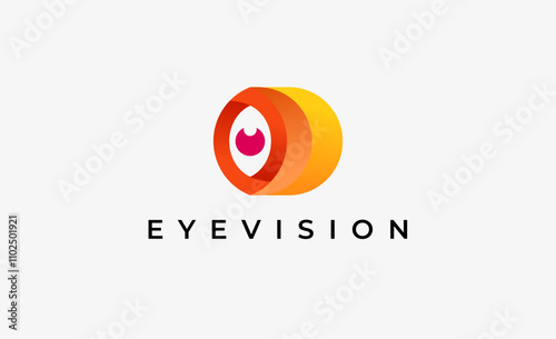 Logo Letter D and Eye Vision. Digital, visual with modern and minimalist concept. Editable file.