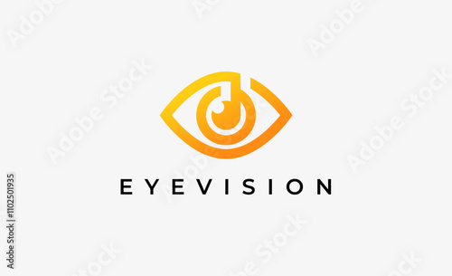 Logo Letter D and Eye Vision. Digital, visual with modern and minimalist concept. Editable file.
