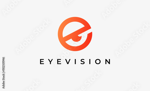 Logo Letter E and Eye Vision. Digital, visual with modern and minimalist concept. Editable file.