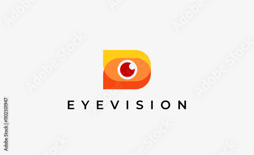 Logo Letter D and Eye Vision. Digital, visual with modern and minimalist concept. Editable file.