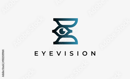 Logo Letter E and Eye Vision. Digital, visual with modern and minimalist concept. Editable file.