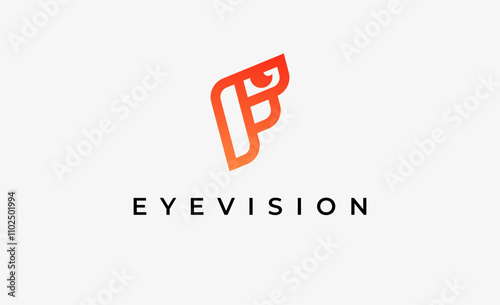 Logo Letter F and Eye Vision. Digital, visual with modern and minimalist concept. Editable file.