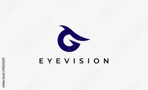 Logo Letter G and Eye Vision. Digital, visual with modern and minimalist concept. Editable file.