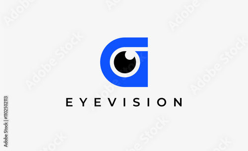 Logo Letter G and Eye Vision. Digital, visual with modern and minimalist concept. Editable file.