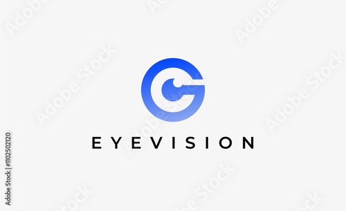 Logo Letter G and Eye Vision. Digital, visual with modern and minimalist concept. Editable file.