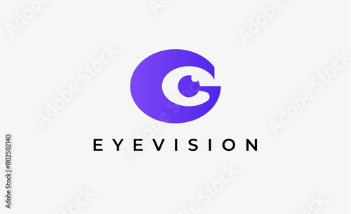Logo Letter G and Eye Vision. Digital, visual with modern and minimalist concept. Editable file.