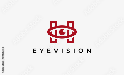 Logo Letter H and Eye Vision. Digital, visual with modern and minimalist concept. Editable file.