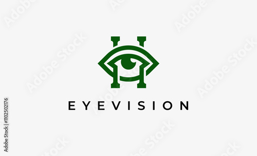 Logo Letter H and Eye Vision. Digital, visual with modern and minimalist concept. Editable file.