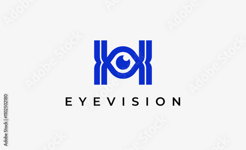 Logo Letter H and Eye Vision. Digital, visual with modern and minimalist concept. Editable file.