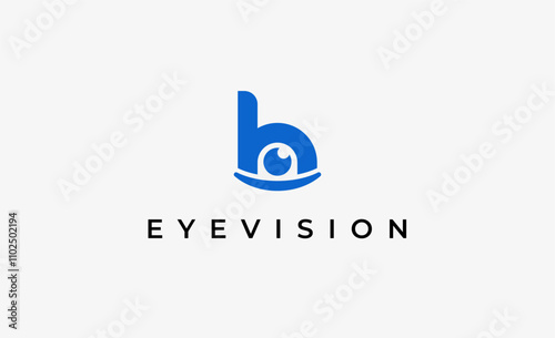 Logo Letter H and Eye Vision. Digital, visual with modern and minimalist concept. Editable file.