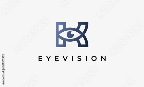 Logo Letter K and Eye Vision. Digital, visual with modern and minimalist concept. Editable file.