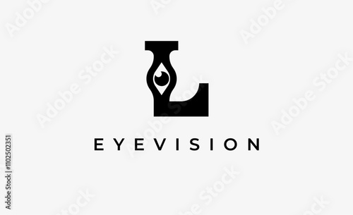 Logo Letter L and Eye Vision. Digital, visual with modern and minimalist concept. Editable file.