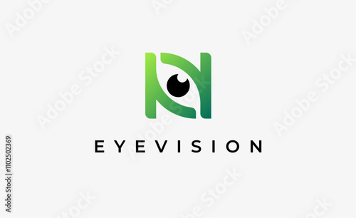 Logo Letter N and Eye Vision. Digital, visual with modern and minimalist concept. Editable file.