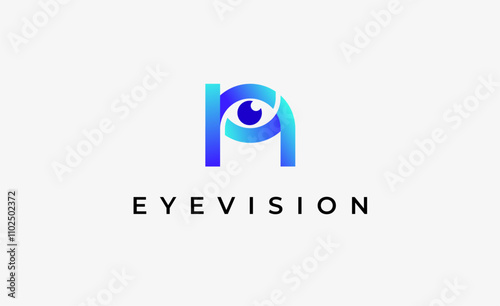 Logo Letter N and Eye Vision. Digital, visual with modern and minimalist concept. Editable file.