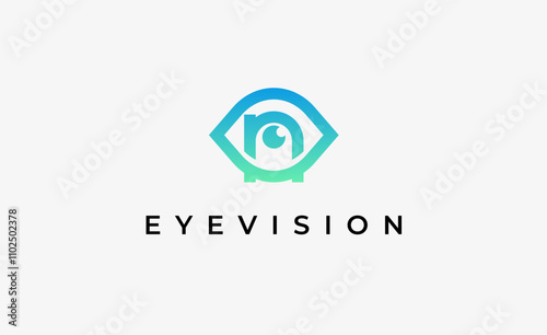 Logo Letter N and Eye Vision. Digital, visual with modern and minimalist concept. Editable file.