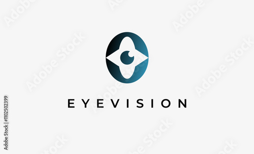 Logo Letter O and Eye Vision. Digital, visual with modern and minimalist concept. Editable file.