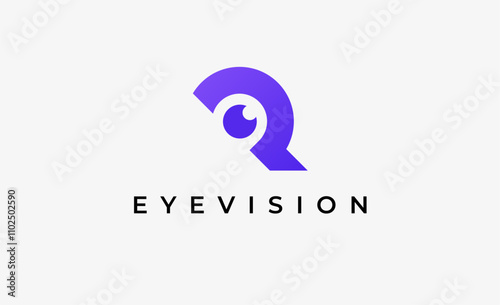 Logo Letter R and Eye Vision. Digital, visual with modern and minimalist concept. Editable file.