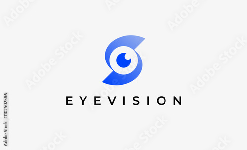 Logo Letter S and Eye Vision. Digital, visual with modern and minimalist concept. Editable file.