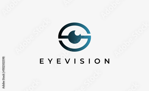 Logo Letter S and Eye Vision. Digital, visual with modern and minimalist concept. Editable file.