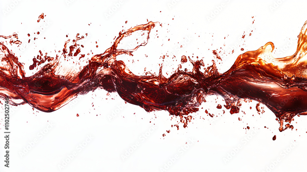 Red Liquid Splashes: Juice and Wine Textures on Transparent Background