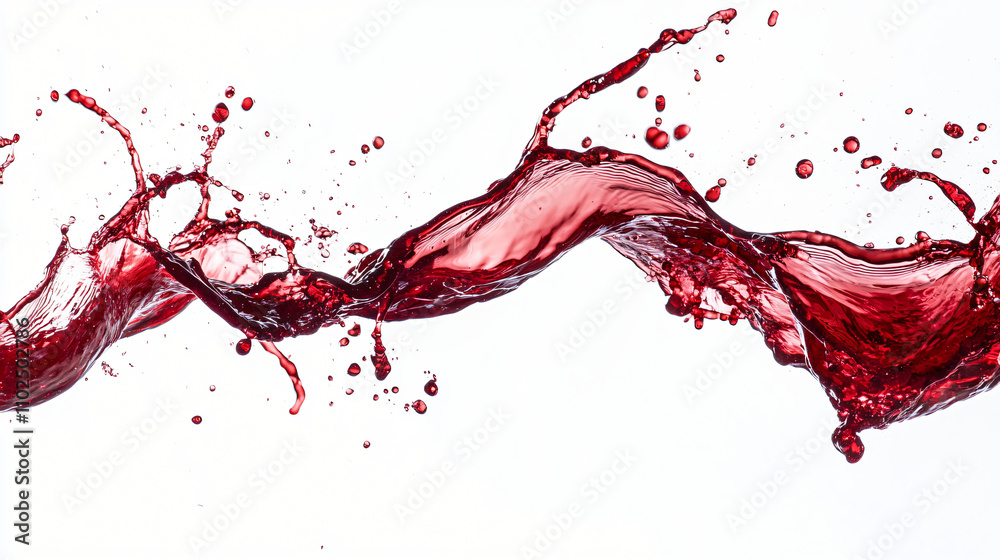 Red Liquid Splashes: Juice and Wine Textures on Transparent Background