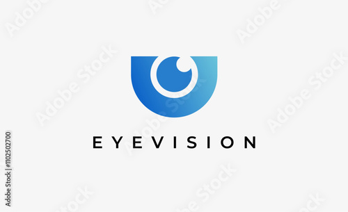 Logo Letter U and Eye Vision. Digital, visual with modern and minimalist concept. Editable file.
