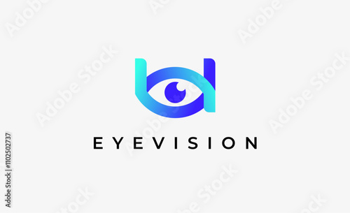 Logo Letter U and Eye Vision. Digital, visual with modern and minimalist concept. Editable file.