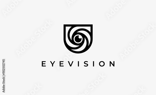 Logo Letter U and Eye Vision. Digital, visual with modern and minimalist concept. Editable file.