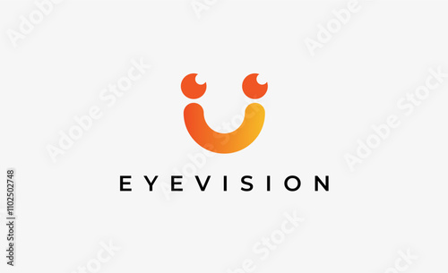 Logo Letter U and Eye Vision. Digital, visual with modern and minimalist concept. Editable file.