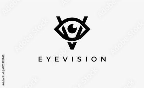Logo Letter V and Eye Vision. Digital, visual with modern and minimalist concept. Editable file.