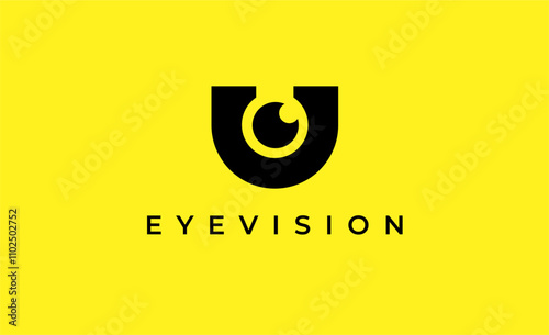Logo Letter U and Eye Vision. Digital, visual with modern and minimalist concept. Editable file.