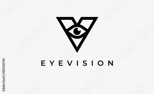 Logo Letter V and Eye Vision. Digital, visual with modern and minimalist concept. Editable file.