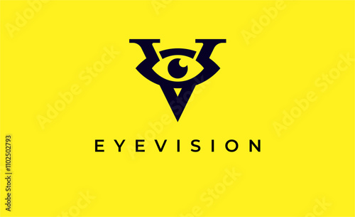 Logo Letter V and Eye Vision. Digital, visual with modern and minimalist concept. Editable file.