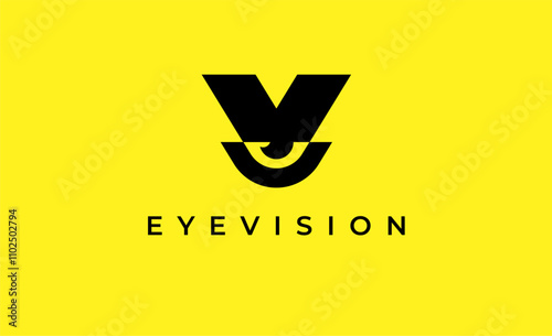 Logo Letter V and Eye Vision. Digital, visual with modern and minimalist concept. Editable file.